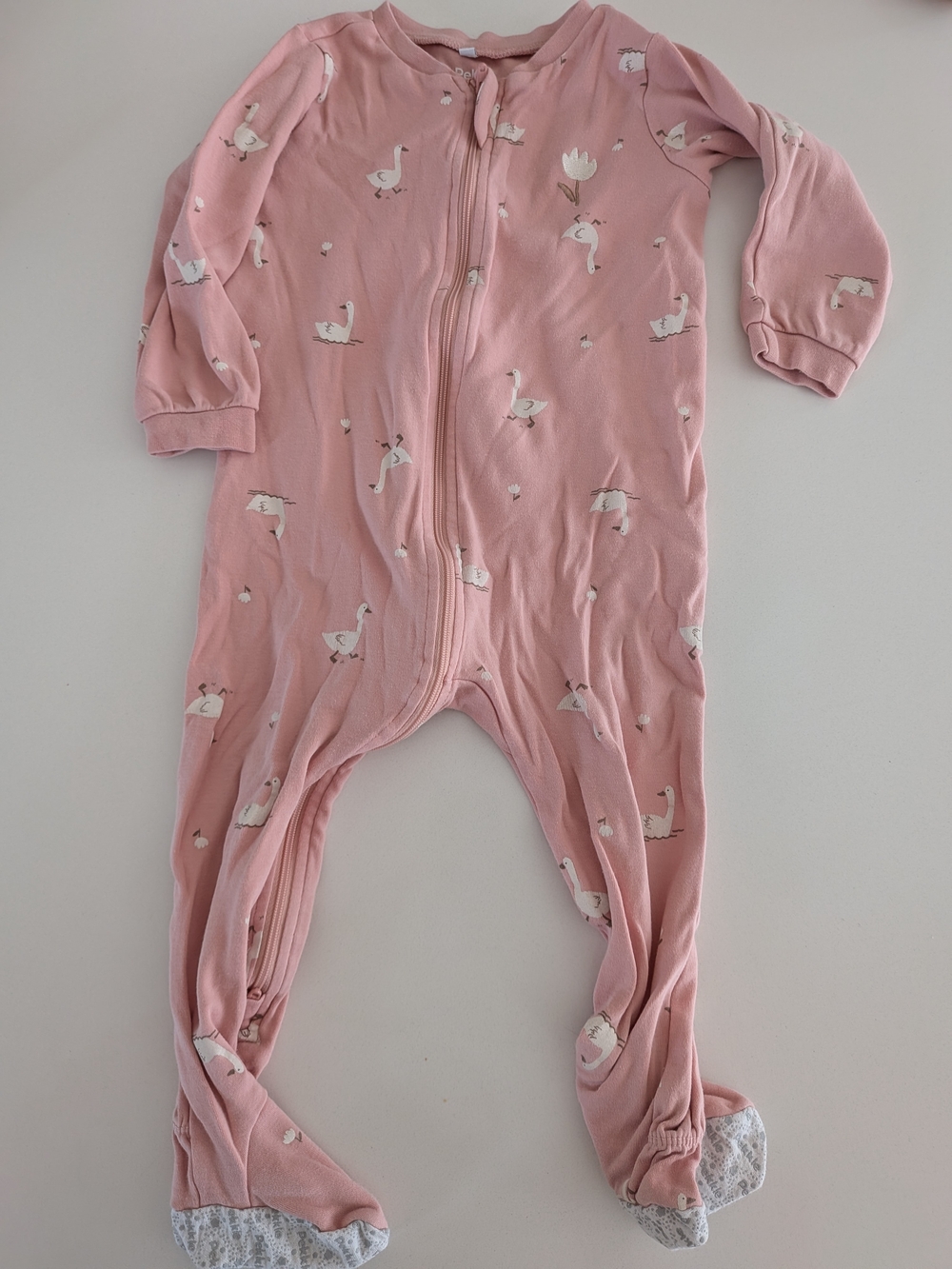PEKKLE 5 FOR 25$ Toddler Pink Swan Footed One-Piece Sleeper